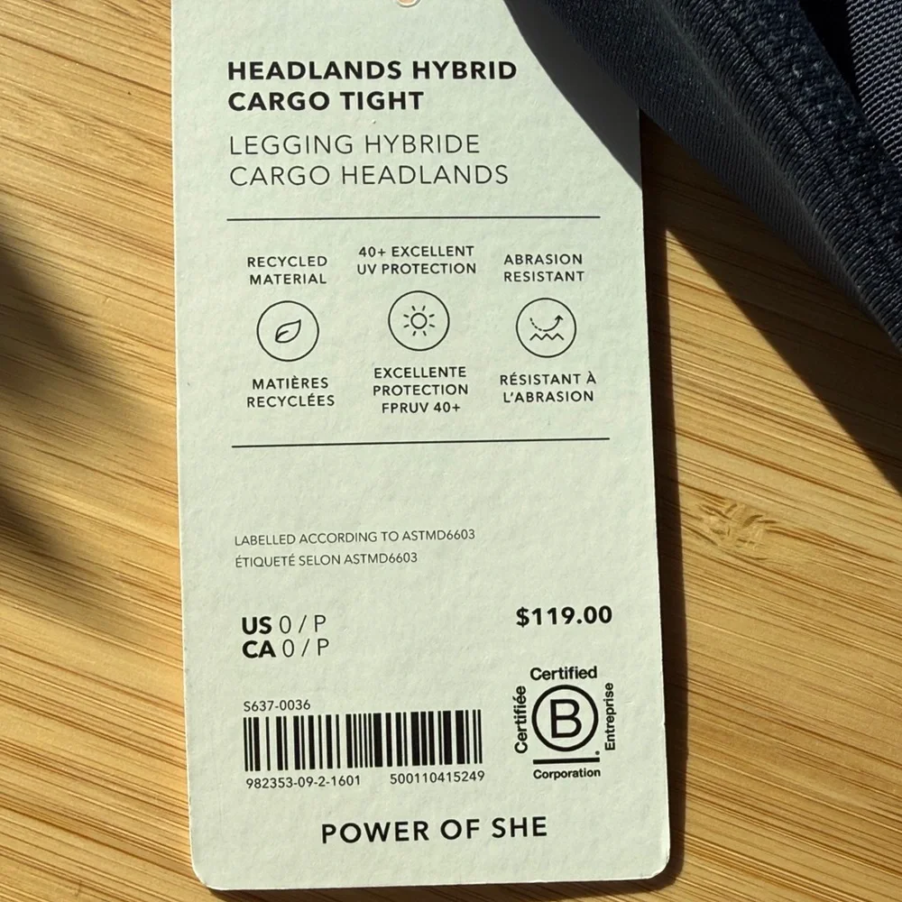 Athleta Headlands Hybrid Cargo Tight - size 0P - Navy NWT - Picture 13 of 14